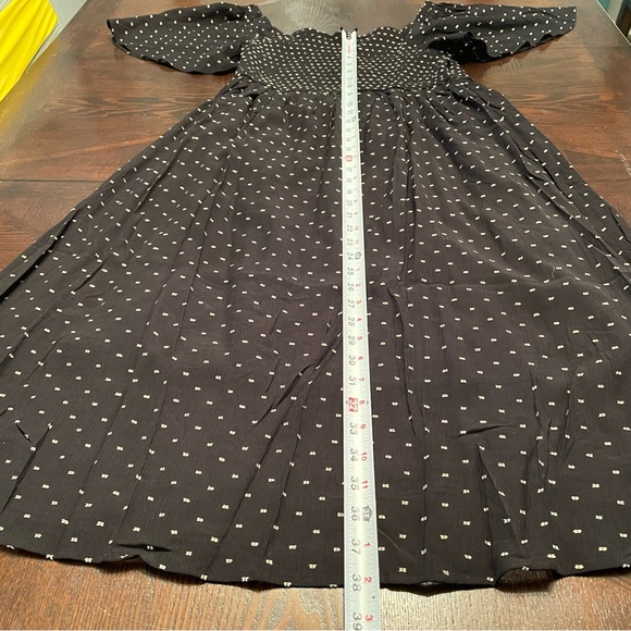 NWT OTT Black Midi Dress with Tan Dash Pattern | Large - Picture 8 of 13